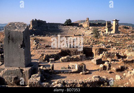 Resti del teatro romano a Xanthos, antica città licana in Turchia. Sito Patrimonio dell'Umanità dell'ONU. Foto Stock