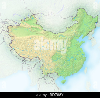 Cina, Rilievo ombreggiato mappa. Foto Stock