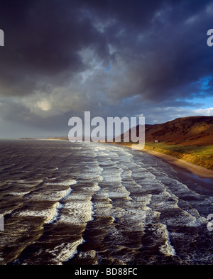 Rhossili Bay sul Gower, Rhossili, Swansea, Galles Foto Stock