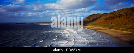 Rhossili Bay sul Gower, Rhossili, Swansea, Galles Foto Stock