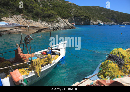 Barca da pesca di Porto Vromi Zante Zacinto Grecia UE Unione europea EUROPA Foto Stock