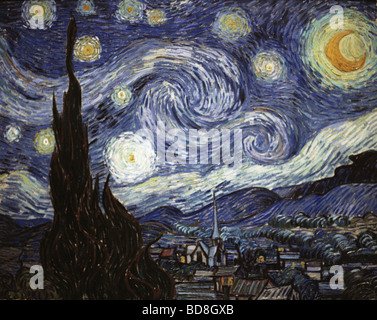 Belle arti, Gogh, Vincent van, (1853 - 1890), pittura, "Notte stellata", olio su tela, 73 x 92 cm, 1889, National Gallery of Art di Washington D.C., artista del diritto d'autore non deve essere cancellata Foto Stock