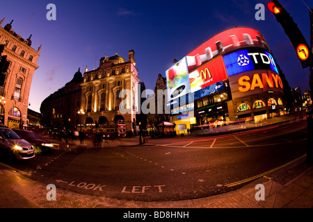 Piccadilly Circus in serata. Foto Stock