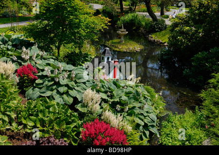 Flusso e fiori all'era vittoriana halifax storici giardini pubblici Nova Scotia Foto Stock