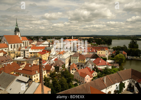 Vista sulla città Jindrichuv Hradec Foto Stock