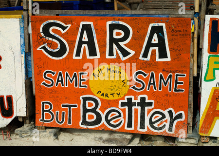 Full Moon Party venditori della benna stand Haad Rin Beach Koh Phangan Thailandia. Foto Stock