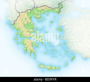 La Grecia, Rilievo ombreggiato mappa. Foto Stock