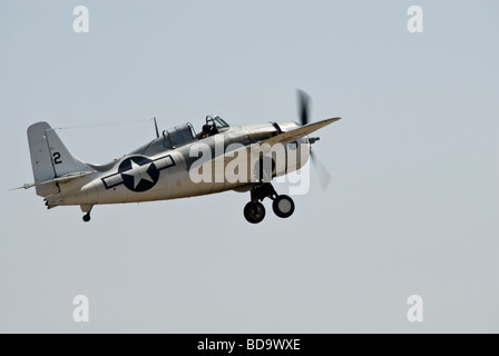 Un Grumman F4F Wildcat dopo che esso ha appena sollevato ad un air show.(gear down) Foto Stock