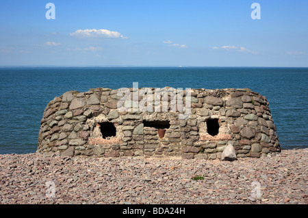 WW2 scatola di pillole a Porlock Weir Somerset Inghilterra Foto Stock