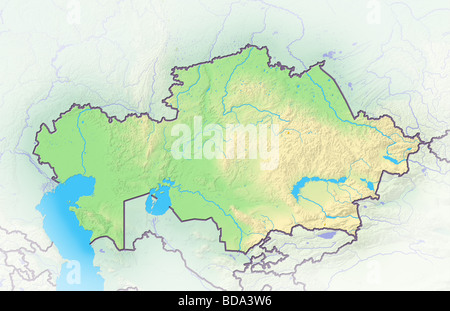 Il Kazakistan, Rilievo ombreggiato mappa. Foto Stock