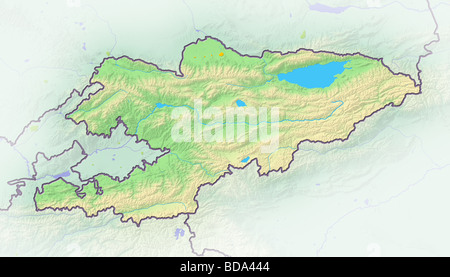 In Kirghizistan, Rilievo ombreggiato mappa. Foto Stock