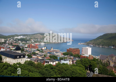 Vista della città di San Giovanni e il porto di Terranova, Canada. Foto Stock