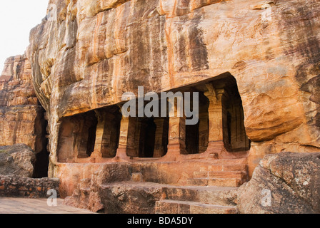 Resti di un fortilizio, Badami, Karnataka, India Foto Stock