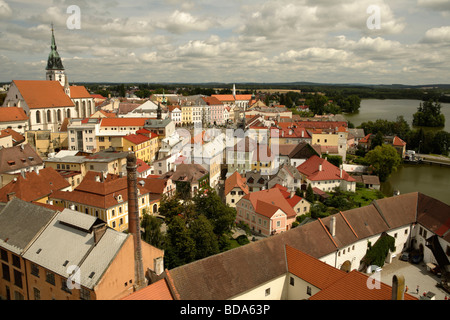 Vista sulla città Jindrichuv Hradec repubblica Ceca Europa Foto Stock