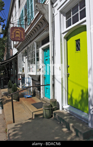 Negozi sulla strada principale, Sag Harbor, Long Island NY Foto Stock