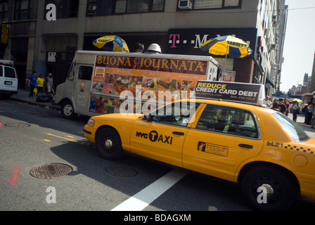 La Buona Journata mobile carrello alimentare è visto a New York Foto Stock