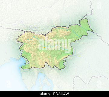 La Slovenia, Rilievo ombreggiato mappa. Foto Stock