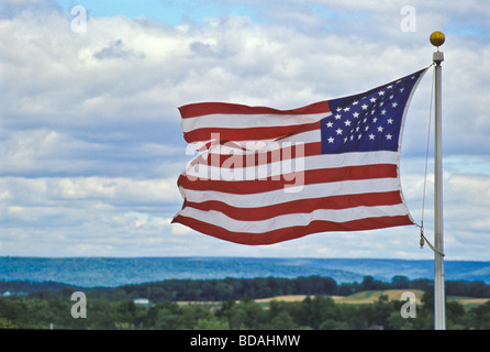 Bandiera degli Stati Uniti blowin nel vento Foto Stock