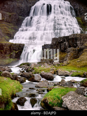 Dynjandi noto anche come Fjallfoss Westfjords Islanda Europa Foto Stock