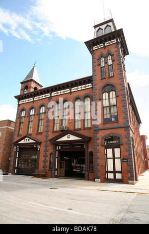 Impressionante mattone rosso Rex & Laurel Fire House, York, Pennsylvania. Si dice che sia una delle caserme dei pompieri più suggestive della nazione. Foto Stock