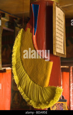 Scritture buddhiste in un monastero, Monastero Likir, Ladakh, Jammu e Kashmir India Foto Stock