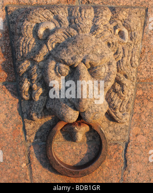 Testa di leone a sputare di Vasilyesky Isola San Pietroburgo Russia Foto Stock