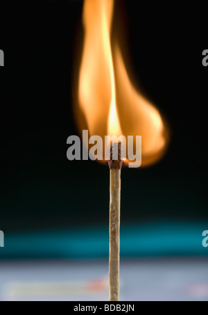 Close-up di un ardente matchstick Foto Stock