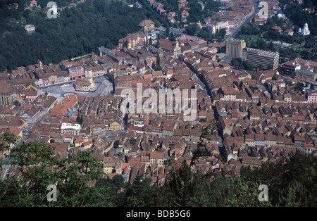 Vista aerea sui tetti di Brasov, Transilvania, Romania Foto Stock