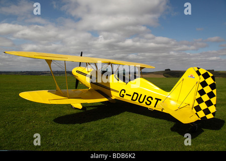 Un Stolpe biplano Starduster a Compton Abbas airfield nel Dorset in Inghilterra Foto Stock