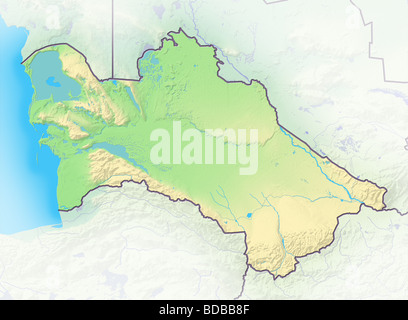 Turkmenistan, Rilievo ombreggiato mappa. Foto Stock