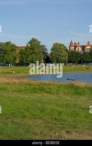 Persone relax su Wimbledon Common su una sera d'estate Foto Stock