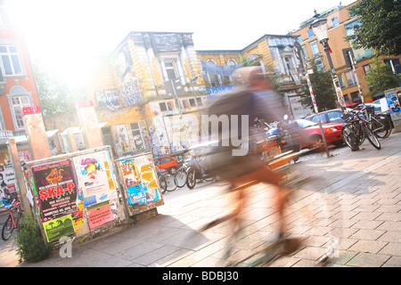 Germania, Amburgo, Schanzenviertel, St Pauli Rota Flora edificio Foto Stock