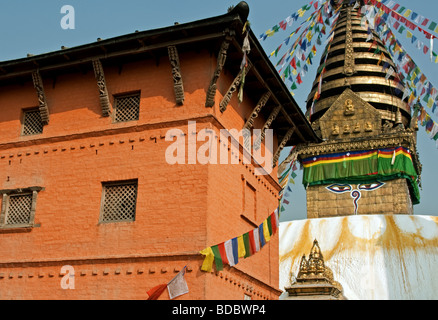 Swayambhunath tempio buddista, Valle di Kathmandu, Nepal Foto Stock