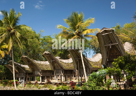 Indonesia Sulawesi Tana Toraja Kete Kesu villaggio tongkonan tradizionali case e fienili di riso Foto Stock