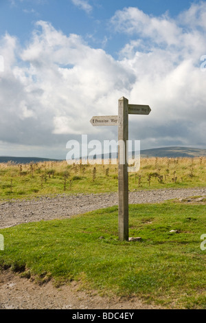 Il sentiero sul segno del The Pennine Way, North Yorkshire Foto Stock