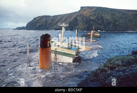 Petroliera MV Braer arenarsi a Garths Ness Shetland 6 Gennaio 1993 Foto Stock