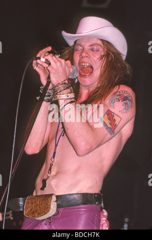 GUNS N' Roses noi del gruppo rock con Axl Rose nel 1987. Foto di Jeffrey Mayer Foto Stock