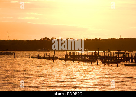 Tramonto sul porto di Poole, Poole, Dorset, Regno Unito Foto Stock