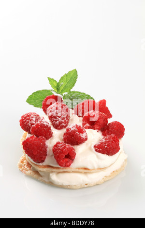 Frittelle con ricotta e lamponi Foto Stock