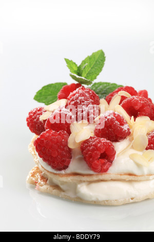 Frittelle con ricotta e lamponi Foto Stock
