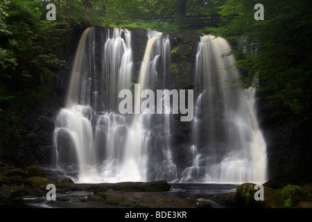 Ess-na-crub cascata sull'inver nel fiume Glenariff Forest Park nella contea di Antrim Irlanda del Nord Regno Unito Foto Stock