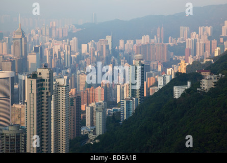 La vista dal picco, Shan Teng, Hong Kong, Cina. Foto Stock