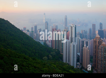 La vista dal picco, Shan Teng, Hong Kong, Cina. Foto Stock