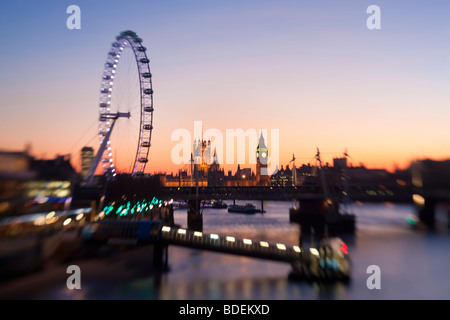 Case di Parliment & London Eye, Westminster, London, Regno Unito Foto Stock