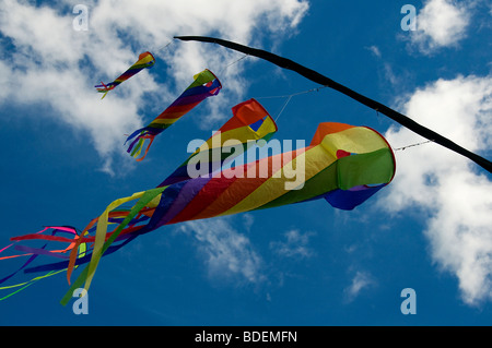 Bandiera pole con colorate calze di vento Foto Stock