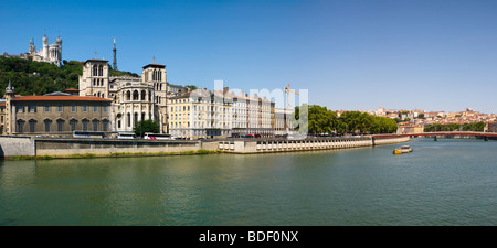 Panorama del Fiume Saone a Lione, Francia Foto Stock