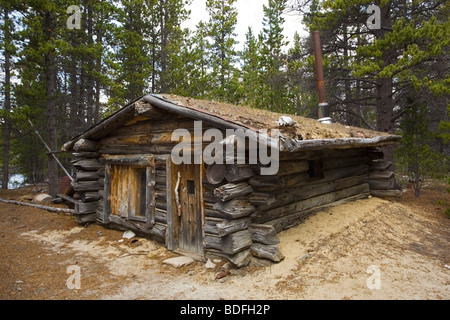 Trapper's cabin vicino Bennett, Chilkoot Pass, Chilkoot Trail, Yukon Territory, British Columbia, B. C., Canada Foto Stock