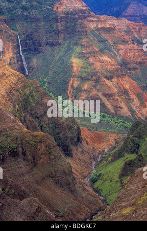 Il Canyon di Waimea, talvolta chiamato "il Grand Canyon del Pacifico"; il Waimea Canyon State Park, Kauai, Hawaii. Foto Stock