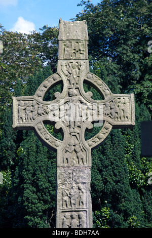 Tall Croce o Croce Ovest, Monastero di Monasterboice, Irlanda Foto Stock