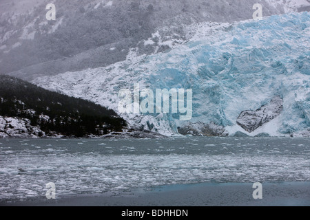 Inverno, Seno Pia, braccio est, Tierra del Fuego, Cile Foto Stock